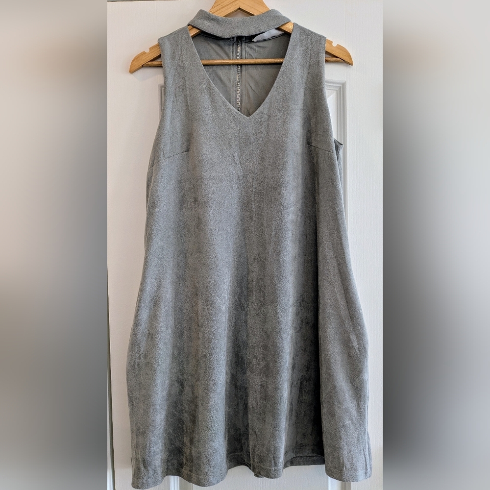 The Impeccable Pig Faux Suede Sleeveless Mini Dress Size S Gray Coastal Cowgirl
